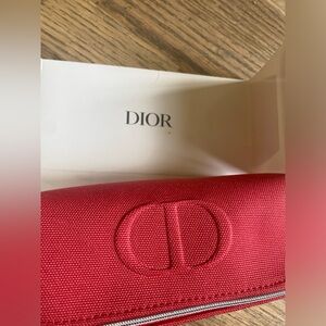 Dior Red Pencil Cosmetic Bag Red Canvas with Silver Zipper